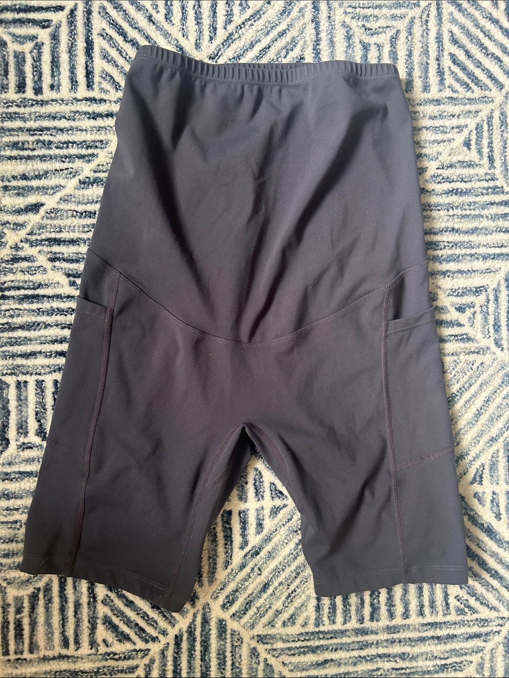 Poshdivah Women's High-Waist Maternity Dark Gray Bike Shorts with Side Pockets